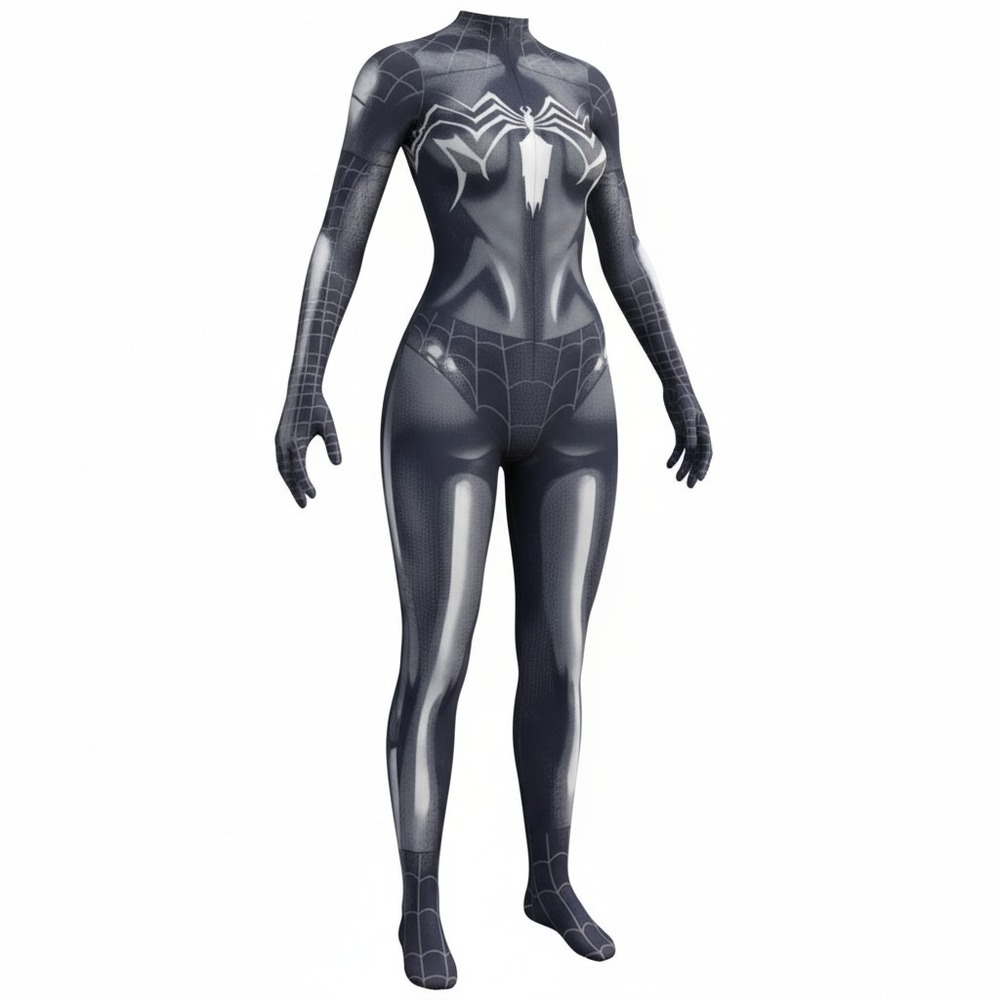 NEW Small Gray Spiderwoman Spiderman Girl Catsuit Crotchless Jumpsuit Costume